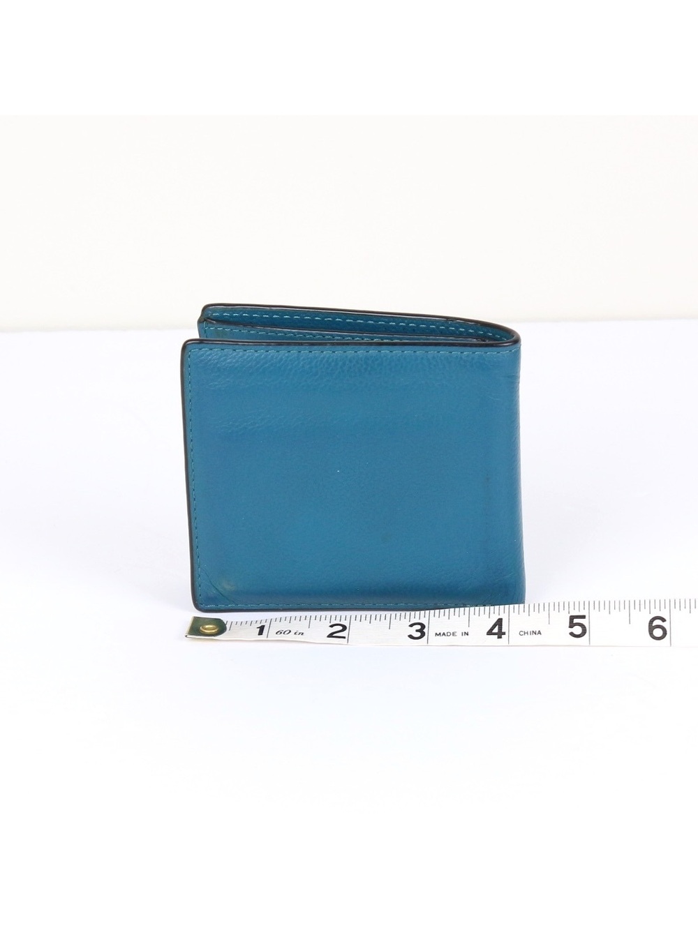 Coach Men's Double Billfold Wallet Teal Blue Pebbled Leather - Picture 2 of 10